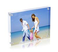 AMEITECH Marco de la Foto de Acrílico de 13x18 cm, Marcos Magnéticos del Cuadro, Soporte de 10 + 10MM Grueso en Escritorio o Tabla, Claro