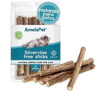 AmeizPet Hierba Gatera para Gatos, Catnip Natural Cepillo Dientes Gato, Palitos De Matatabi para Gatos - Juguete Hierba Gatera 12 Pcs