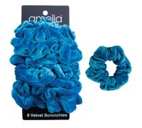 Amelia Beauty Blue Velvet Scrunchies Medium 3.5in suave en el cabello Strong Hold No Snag Sin abolladuras ni pliegues. 8 paquete