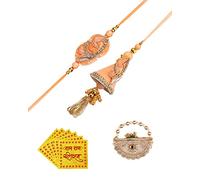Amelia Rajasthani - Juego de Rakhi Lumba para Bhabhi, diseño tradicional y bordado de Zardozi, Rakhi Combo Premium, Rakhi Pooja Combo, Eine Grösse