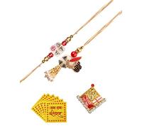 Amelia Rajasthani Traditional Rakhi and Lumba Set Combo for Bhaiya and Bhabhi, Eine Grösse, hilo