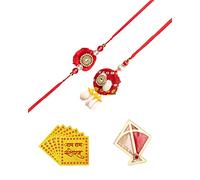 Amelia Rajasthani Traditional Rakhi and Lumba Set Combo for Bhaiya and Bhabhi, Eine Grösse, hilo