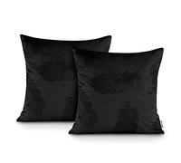 AmeliaHome 2 Fundas de Almohada de 45 x 45 cm, con Cremallera, diseño de Plumas de Pavo Real, Color Negro