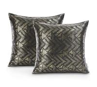 AmeliaHome 2 Fundas de Almohada de 45 x 45 cm, con Cremallera, geométricas, Color Gris Antracita y Dorado