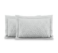 AmeliaHome 2 Fundas de Almohada ultrasonic de Doble Cara, 50 x 70 cm, Color Plateado
