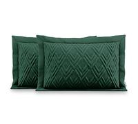 AmeliaHome 2 Fundas de Almohada ultrasonic de Doble Cara, 50 x 70 cm, Color Verde Oscuro