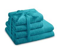 AmeliaHome Amari - Juego de Toallas (2 Toallas de Mano de 50 x 100 cm y 2 Toallas de Ducha de 70 x 140 cm, 100% algodón, Absorbente), Color Turquesa