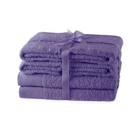 AmeliaHome Amari - Juego de Toallas (4 Toallas de Mano de 50 x 100 cm y 2 Toallas de Ducha de 70 x 140 cm, 100% algodón, Absorbente), Color Morado