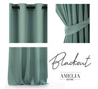 AmeliaHome Blackout - Cortina Opaca (poliéster, 140 x 245 cm), Color Verde Menta