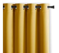 AmeliaHome Blackout Cortina Opaca, poliéster, Amarillo Mostaza, Ösen 140x175