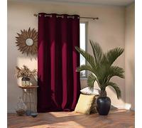 AmeliaHome Blackout Cortina Opaca, poliéster, borgoña, Ösen 140x270