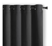 AmeliaHome Blackout Cortina Opaca, poliéster, Negro, Ösen 140x175