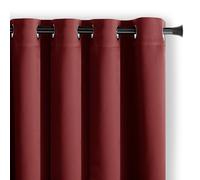 AmeliaHome Blackout Cortina Opaca, poliéster, Rojo Oscuro, Ösen 140x270
