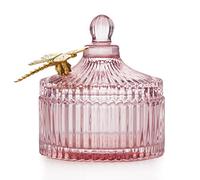 AmeliaHome Caja de almacenamiento con tapa Organizador de cristal cosmético libélula 10,5 x 11,9 cm Dragonfly Powder Rosa