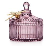 AmeliaHome Caja de almacenamiento con tapa Organizador de cristal cosmético libélula 10,5 x 11,9 cm Dragonfly rosa viejo