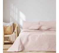 AmeliaHome Colcha con Pompones de 200 x 220 cm, Colcha Doble Cara ultrasonic Acolchado poliéster meadore Rosa Polvo