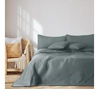 AmeliaHome Colcha con Pompones de 200 x 220 cm, Colcha Doble Cara Ultrasonic Acolchado poliéster Meadore Gris