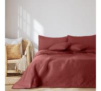 AmeliaHome Colcha con Pompones de 240 x 260 cm, Colcha Doble Cara ultrasonic Acolchado poliéster Meadore Rosa Viejo