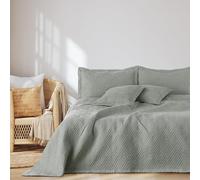 AmeliaHome Colcha de 170 x 210 cm, Reversible, ultrasónica, poliéster, Gris Ophelia