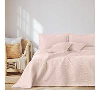 AmeliaHome Colcha de 170 x 270 cm, Doble Cara, Acolchado ultrasónico de poliéster, Color Rosa pálido