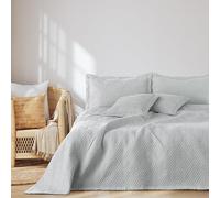 AmeliaHome Colcha de 170 x 270 cm, Doble Cara, Acolchado ultrasónico, poliéster Ofelia, Color Plateado
