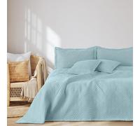 AmeliaHome Colcha de 170 x 270 cm, Funda de edredón ultrasonic de Doble Cara, Acolchado de poliéster, Color Azul Claro