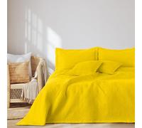 AmeliaHome Colcha de 200 x 220 cm, Manta de Doble Cara, ultrasonic, Acolchado, poliéster, Color Amarillo