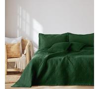 AmeliaHome Colcha de 220 x 240 cm, Funda de edredón ultrasonic de Doble Cara, Acolchado de poliéster, Color Verde Oscuro