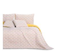 AmeliaHome Colcha para Cama (240 x 260 cm, Doble Cara, fácil de cuidar, Acolchada, diseño de Plantas folclóricas, Amarillo, Blanco, Naranja, folky)