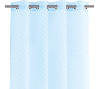 AmeliaHome Cortina de 140 x 250 cm, 1 Unidad, Semitransparente, Ojales, Bordada, Color Azul Cielo