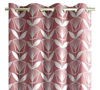 AmeliaHome Cortina de 140 x 250 cm, con Ojales metálicos, diseño de Flores, Color Rosa Antiguo