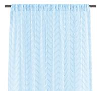 AmeliaHome Cortina de 140 x 270 cm, 1 Unidad, Semitransparente, Cinta Fruncida, Bordado, Color Azul Cielo