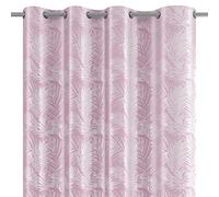 AmeliaHome Cortina de Aspecto Aterciopelado, 140 x 245 cm, 1 Unidad, Cortina de paños de Terciopelo con Ojales, decoración para Ventanas, diseño de Hojas Plateadas, Rosa pálido y Plateado