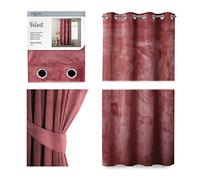 AmeliaHome Cortina de Aspecto Aterciopelado, 140 x 245 cm, Rosa Viejo, 1 Unidad Cortina de paños con Ojales, Aterciopelada, Cortina Opaca para Ventana, Ligera, Brillante, Decorativa