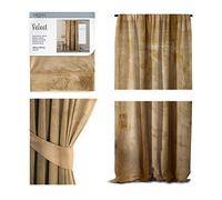 AmeliaHome Cortina de Aspecto Aterciopelado, 140 x 270 cm, Amarillo Mostaza, 1 Unidad Cinta de Fruncido Aterciopelada, Cortina Opaca para Ventana, Ligera, Brillante, Cortina Decorativa