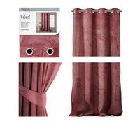 AmeliaHome Cortina de Aspecto Aterciopelado, 140 x 270 cm, Rosa Viejo, 1 Unidad Cortina de paños con Ojales, Aterciopelada, Cortina Opaca para Ventana, Ligera, Brillante, Decorativa