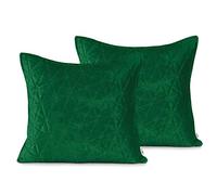 AmeliaHome Fundas de cojín Velvet de poliéster, Color Verde, 2 Unidades, 45 x 45 cm