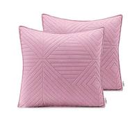 AmeliaHome Juego de 2 Fundas de Almohada de 45 x 45 cm, Color Rosa, Gris