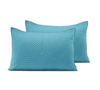 AmeliaHome Juego de 2 Fundas de Almohada de 50 x 70 cm, Color Azul y Gris