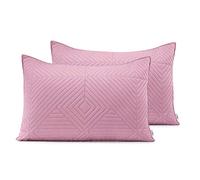 AmeliaHome Juego de 2 Fundas de Almohada de 50 x 70 cm, Color Rosa y Gris