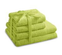 AmeliaHome Juego de 2 toallas de mano de 50 x 100 cm y 2 toallas de ducha de 70 x 140 cm, 100% algodón, absorbente, verde celadón, verde amari