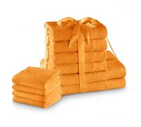 AmeliaHome Juego de 4 toallas de mano naranja de 30 x 50 cm, 4 toallas de mano de 50 x 100 cm y 2 toallas de ducha de 70 x 140 cm, 100% algodón, calidad absorbente