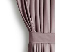 AmeliaHome Juego de Cortinas de 245 x 140 cm con alzapaños de 54 x 10 cm, Aspecto de Terciopelo, Color Beige Oscuro, 1 Unidad de Cinta Fruncida, Cinta Ondulada de Terciopelo, Cortina Opaca para