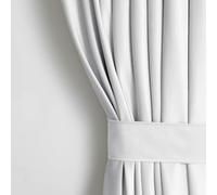 AmeliaHome Juego de Cortinas de 270 x 140 cm con alzapaños de 54 x 10 cm, Aspecto Aterciopelado, Color Blanco, 1 Unidad de Cinta Fruncida, Cinta Ondulada de Terciopelo, Cortina Opaca para decoración