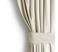 AmeliaHome Juego de Cortinas de 270 x 140 cm con alzapaños de 54 x 10 cm, Aspecto de Terciopelo, Color Beige Claro, 1 Unidad de Cortina con Ojales, de Terciopelo, para decoración de Ventanas