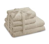 AmeliaHome Juego de Toallas de Mano, Color Beige, 2 Toallas de 50 x 100 cm y 2 Toallas de Ducha de 70 x 140 cm, 100% algodón, Absorbente, Capuchino Amari