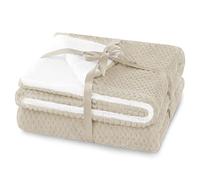 AmeliaHome Shleepy - Manta (70 x 150 cm, Acolchada, Aspecto de Piel de Cordero, Color Beige