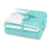 AmeliaHome Shleepy - Manta (70 x 150 cm, Acolchada, Aspecto de Piel de Cordero, Color Turquesa