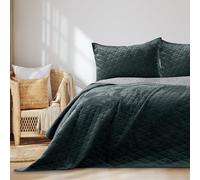 AmeliaHome Tagesdecke Colcha de Terciopelo, Poliéster, Laila Antracita Plata, 170x270 cm