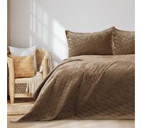 AmeliaHome Tagesdecke Colcha de Terciopelo, Poliéster, Laila Cappuccino, 170x270 cm